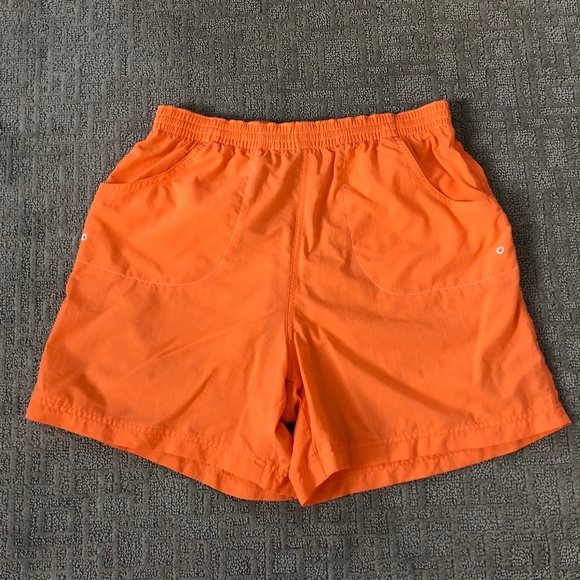 orange nylon shorts